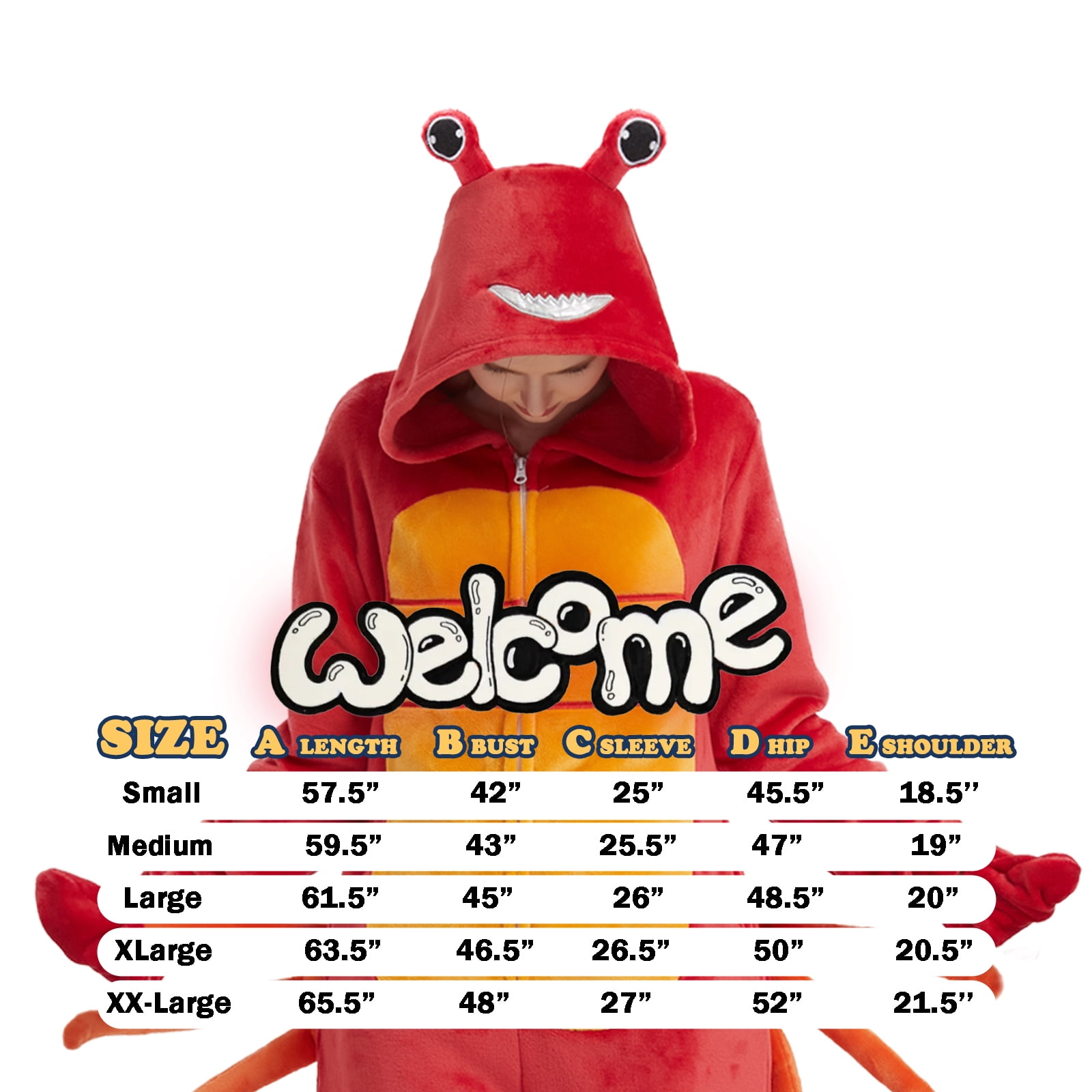 SWEETXIN Adult's Crab One-Piece Holiday Family Pajamas Halloween Costume Suit for Women and Men Jumpsuit SizeS