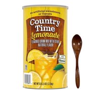 Country Time Powdered Drink Mix 1 Canister 82.5 oz No Artificial Sweeteners Includes Measuring Scoop and Wooden Spoon (Lemonade) - Wooden Spoon