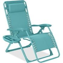 PINDEE Adjustable Zero Gravity Chair, Monochromatic Color Folding Patio Recliner w/Side Tray, Headrest The appearance is exquisite, fashionable, and high-end.- Caribbean