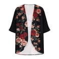 thumbnail image 5 of Erwazi Cardigans for Women Printed Chiffon 3/4 Sleeve Open Front Sheer Lightweight Loose Casual Outer Shrug Holiday Outdoor Daily Outfit Top, 5 of 5