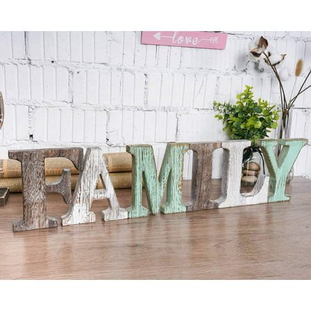 Wood Family Signs Wall Decor Decorative Wooden Blocks Rustic Letters Cutout Farmhouse Home Multicolor Bedroom Kitchen Living Room Table Centerpiece Words Freestanding With Double Sided Tape Canada - Home Decor Wooden Wall Letters