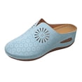 thumbnail image 2 of Domuza Clogs Mules for Women 2026 Summer Hollow Out Breathable Platform Wedge Slippers Sandals Comfortable Closed Toe Slip On Orthopedic Casual Walking Shoes with Arch Support Sky Blue 8（EU-40）, 2 of 4
