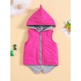 thumbnail image 2 of Girls Winter Warm Vest Coat Sleeveless Hooded Cartoon Dinosaur Zipper Outerwear, 2 of 9