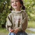 thumbnail image 3 of 2-8 Y Spring Girl's Hoodies Cute Childrens Lace Lapel Sweatshirt Girls Cartoon Bear Pullover Shirts Kid's Autumn Clothing, 3 of 6