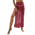 thumbnail image 1 of Seyurigaoka Women Knit Crochet Split Long Skirt See Through Hollow Out Bikini Cover-Ups Ripped High Waist Wrap Sarong Skirts Beachwear, 1 of 5