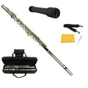 Merano Silver Nickel Flute with Carrying Case+Black Stand+Clean Rod