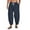 Navy Blue, variant on COOFANDY Men's Cotton Linen Harem Pants Drawstring Casual Cropped Trousers Lightweight Loose Beach Yoga Pants with Pockets