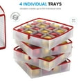 thumbnail image 4 of Plastic Christmas Ornament Storage Box with 2 Sided Dual Zipper Closure - Keeps 64 Holiday Ornaments, Xmas Decorations Accessories, 3" Cube Compartments - Sturdy Flexible Plastic, 4 of 8