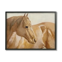 Stupell Industries Tan Horse Painting Animals & Insects Painting Black Framed Art Print Wall Art, 14 x 11