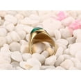 thumbnail image 5 of Men's Titanium Steel Ring with Green Opal Stone Geometric Design Anniversary Celebration Gift Opening Ceremony Travel Ring Gold Tone, 5 of 5