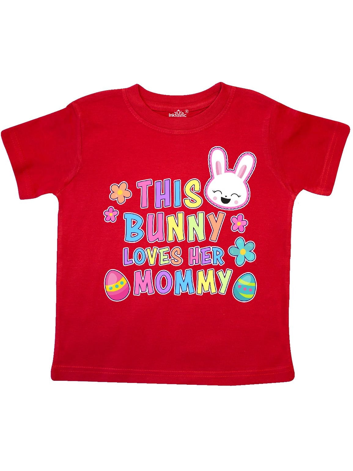 inktastic This Bunny Loves Her Mama with Bunny Face and Flowers Toddler T-Shirt