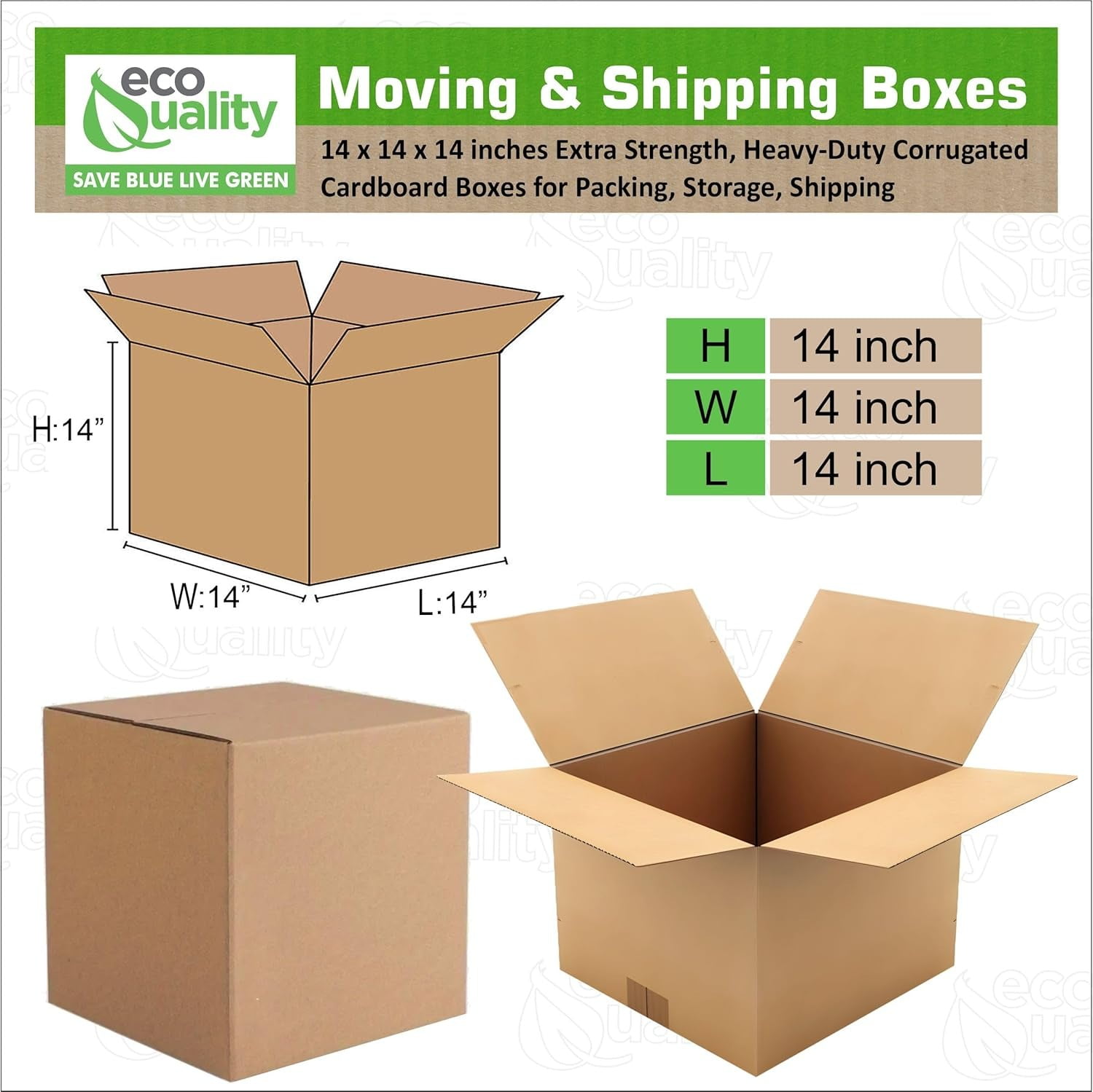 14x14x14 Medium Moving & Shipping Boxes, Extra Strength, Heavy-Duty Corrugated Cardboard Boxes for Packing, Storage, Shipping (5)