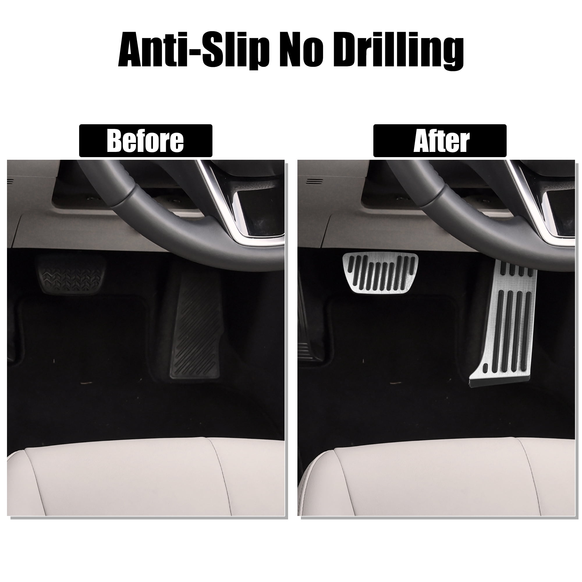 1 Set Anti Slip Brake and Gas Accelerator Pedal Covers Foot Pedal Pads for Toyota RAV4 Avalon Camry Silver Tone