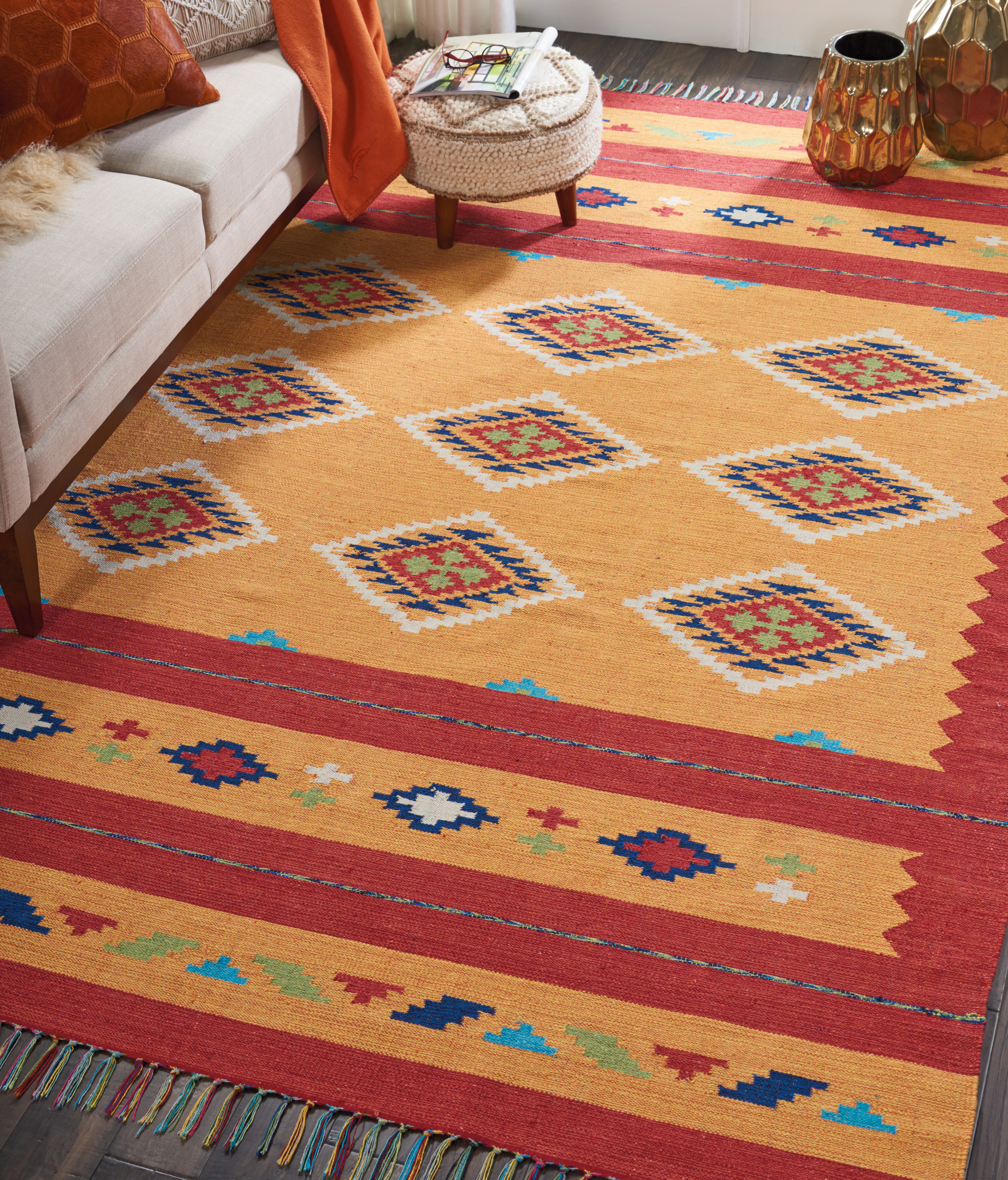 Nourison Baja Southwestern Tribal Yellow/Red Area Rug