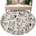 thumbnail image 2 of Round Area Rugs Collection 6 Ft, Vintage Rooster Farmhouse Non-Slip Residential Carpet, Grey Wooden Farm Animals Striped Indoor Crawling Mats Runner Rugs for Living Room/Dining Room/Bedroom, 2 of 9