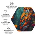 thumbnail image 3 of Fuzoiu Colorful Owl Forest Print Leather Coasters Set,Drink Coasters Set of 4,for Tabletop Protection, Durable PVC Coasters,Home Décor and Housewarming Gift-Hexagon, 3 of 6