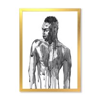 Designart 'Portrait of Handsome African Man On White I' Modern Framed Art Print