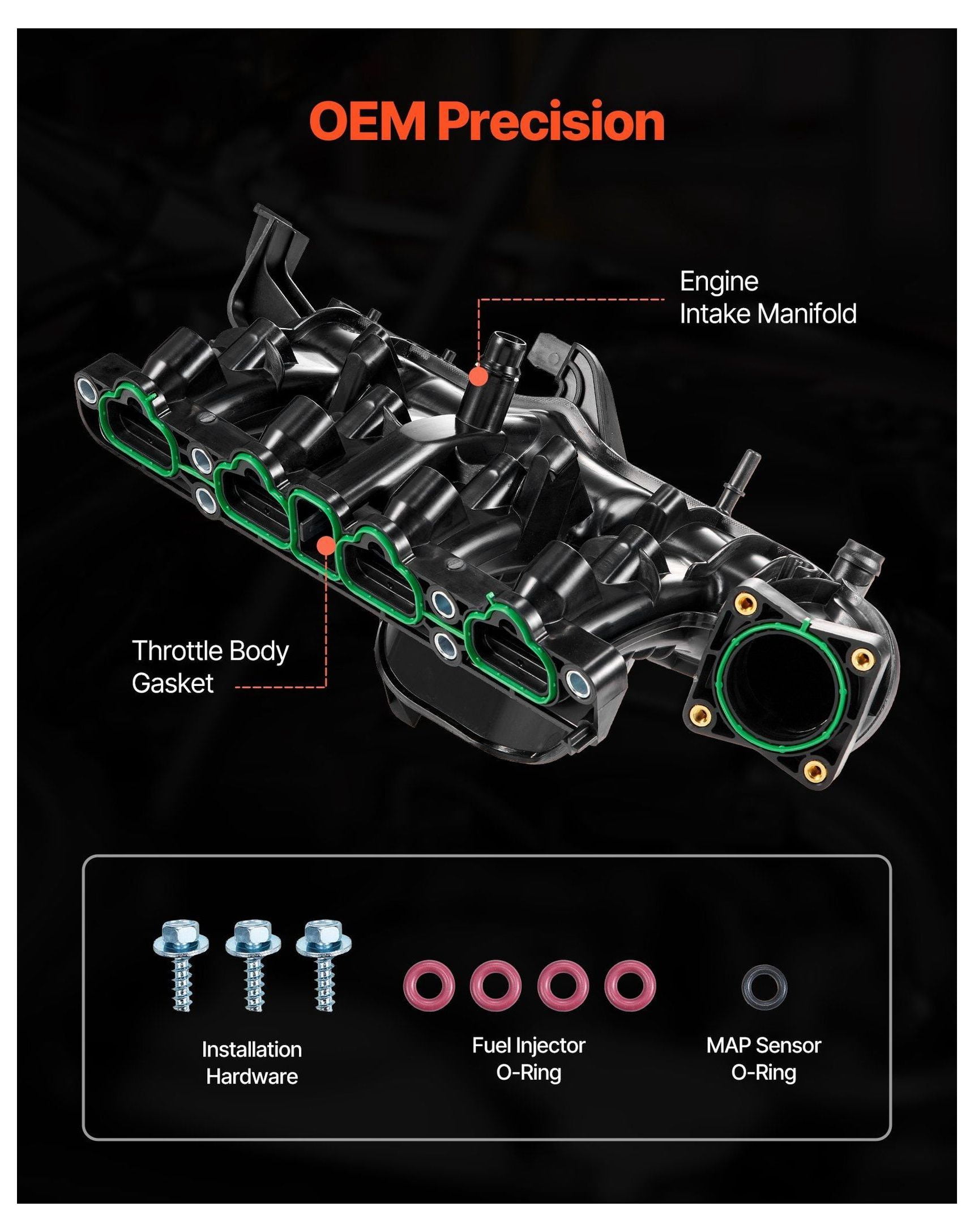 Intake Manifold for Buick Encore 2013-2019, Engine Intake Manifold Replacement with Gasket & O-Rings, Restores Engine Power