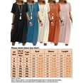 thumbnail image 4 of Bellella Robes Midi pour Femmes Col Rond Robe Longue Manches Courtes Robe d'Été Décontractée Chemise d'Été Dames Kaki m, 4 of 4
