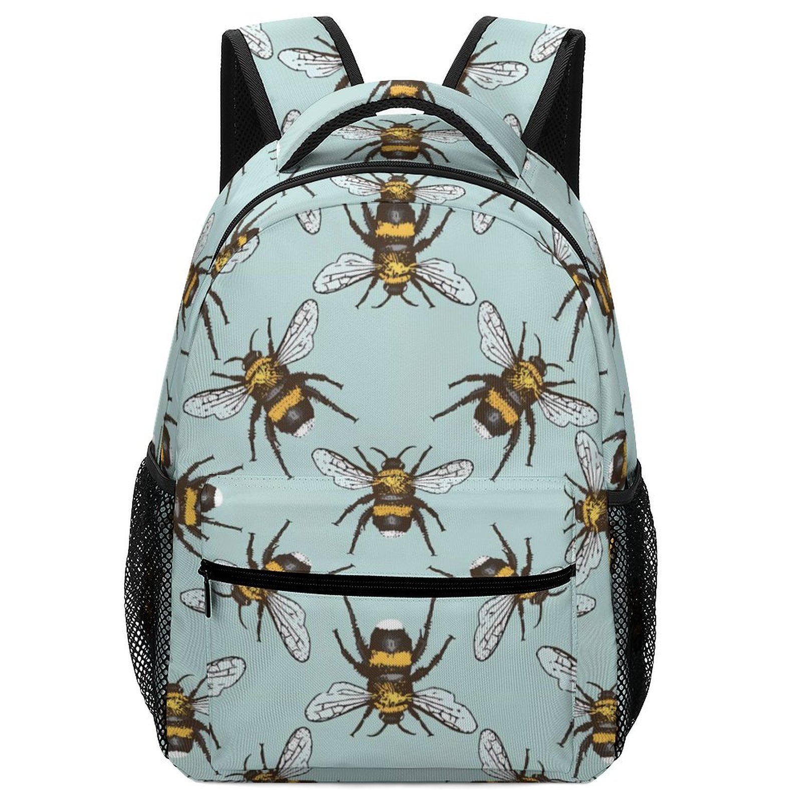 JINMUZAO Bee Pattern Student Backpack with Whistle for Girls Boys Oxford Cloth School Bag for