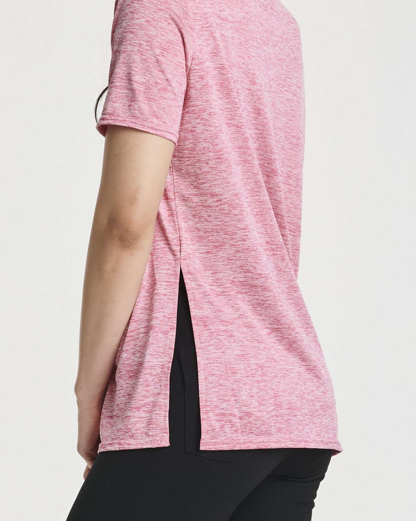 Real Essentials 5 Pack: Women's Short Sleeve Active Workout T-Shirts - Dry Fit Gym Tops with Split Hem (Plus Sizes)