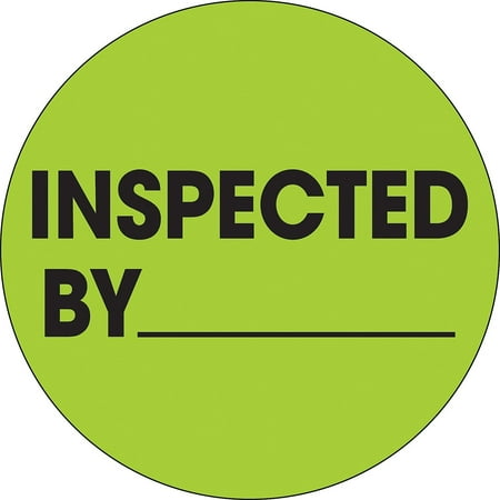 UPC: 0848109016009 | Tape Logic DL1266 2 in. Circle – Inspected By Fluorescent Green Labels – Roll of 500