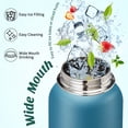 thumbnail image 5 of 40 oz Insulated Water Bottle with Straw & Spout Lid, Stainless Steel Water Bottle for Men Women, Wide Mouth Water Flask - Keep Cold-48H Hot-24H, Leak Proof & BPA-Free, Protective Boot, 5 of 9