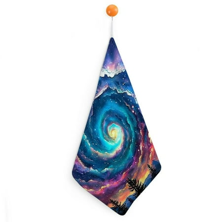 

Patifu Galaxy Trees Stars Quick Dry Hand Towels 11.8x11.8in Ultra-Fine Fiber Kitchen Bathroom Gym Essentials 2pcs
