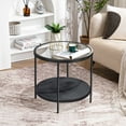 thumbnail image 2 of Resenkos 2 Piece Set Clear Glass Living Room Center Coffee Table, Nesting Table for Home Office Black, 2 of 17