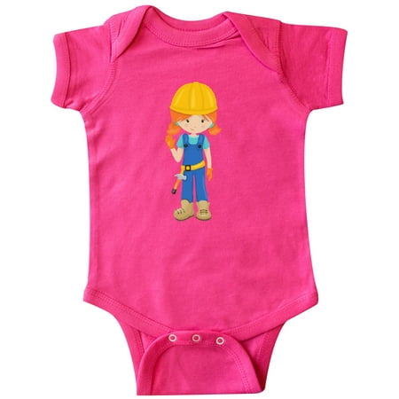 

Inktastic Cute Girl Construction Worker Orange Hair Gift Baby Girl Bodysuit