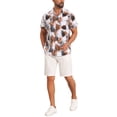 thumbnail image 2 of INSPIRE CHIC Men's Short Sleeve Button Down Camp Collar Leaf Print Hawaiian Shirts XL White Brown, 2 of 5