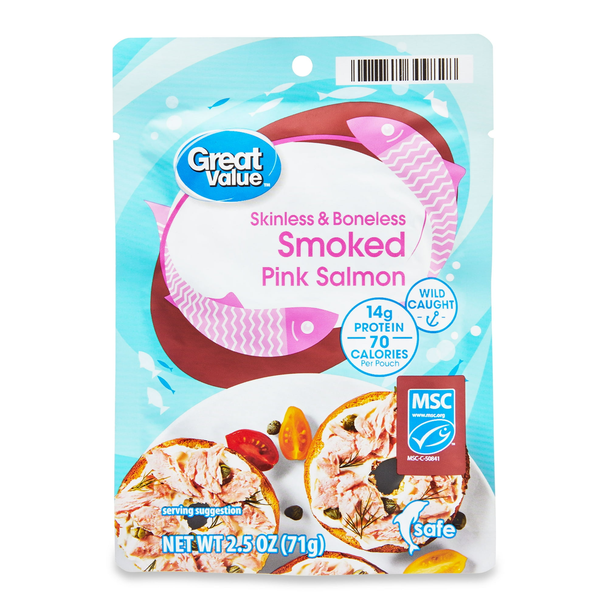 Great Value Premium Skinless & Boneless Smoked Pink Salmon, 2.5 oz