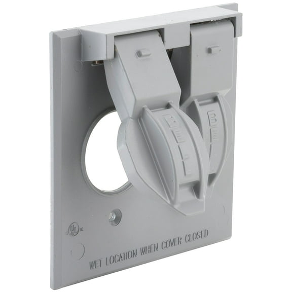 Hubbell Electrical Aluminum 2 Gang Weatherproof Outdoor Outlet Cover - Gray - 3 Pack