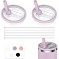 thumbnail image 1 of Shiyou- Lot de 2 Couvercles de Paille de Remplacement pour Gobelet 40oz avec 4 Longues Pailles Réutilisables – Étanche, Résistant aux Éclaboussures, Compatible avec Stanley Quencher H2.0 (Lilas), 1 of 4