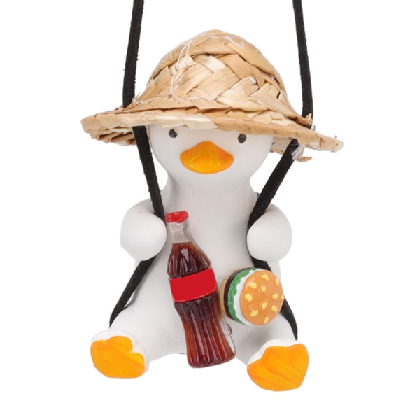 BIMZUC Swing Duck Car Pendant Rearview Mirror Hanging Ornament Cute Plaster Auto Interior Decoration Novelty Accessories 3.15 inches / 8 cm