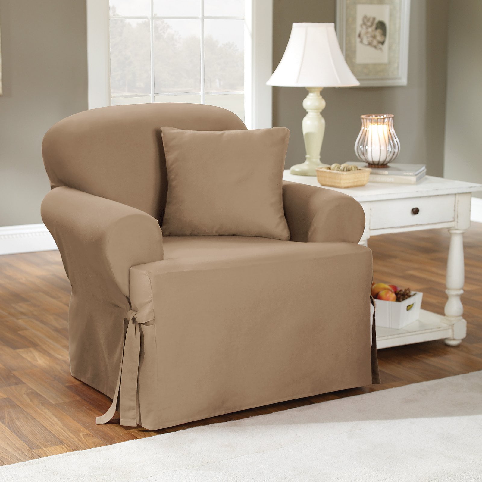 Sure Fit Cotton Duck T-Cushion Chair Slipcover