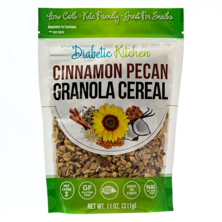 Diabetic Kitchen Cinnamon Pecan Granola Cereal, Keto, Low Carb, No Sugar Added, (Best Low Fat Granola)