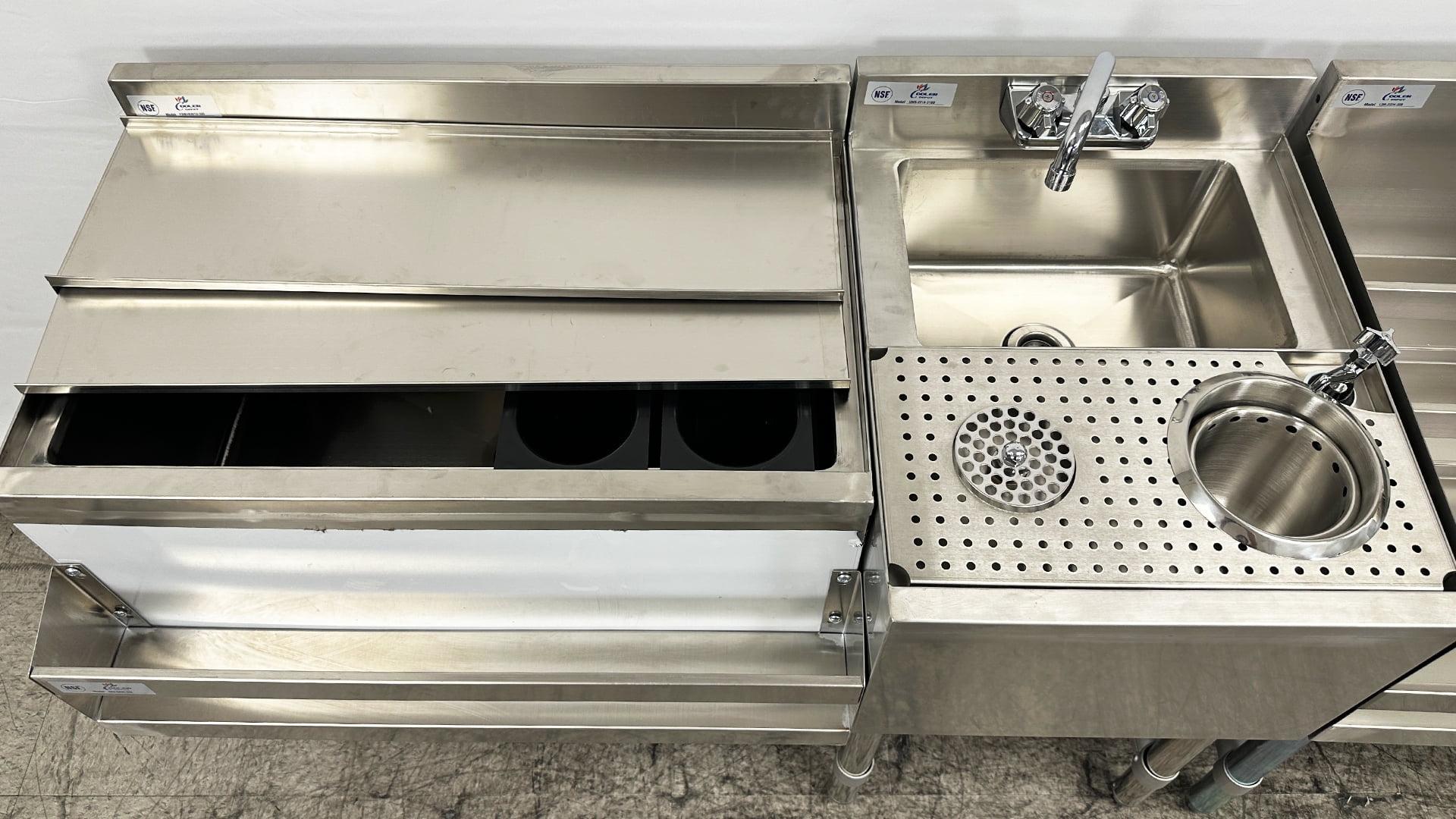 NSF 84 in. Commercial Underbar Counter Cocktail Drink Station, Combination Cocktail Station, Bar Equipment 84.2''Wx22.5''Dx33.3''H