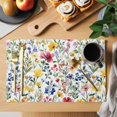 thumbnail image 2 of Spring Floral Placemats Set of 4, Gradient Blue Red Yellow Flowers Romantic Farmhouse Non-Slip Place Mats Washable Table Mats for Kitchen Dining Table Decorations Indoor/Outdoor, 2 of 9
