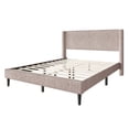 thumbnail image 6 of Castle Place Modern Wingback Corduroy Velvet Upholstered King Platform Bed, Light Pink, 6 of 11
