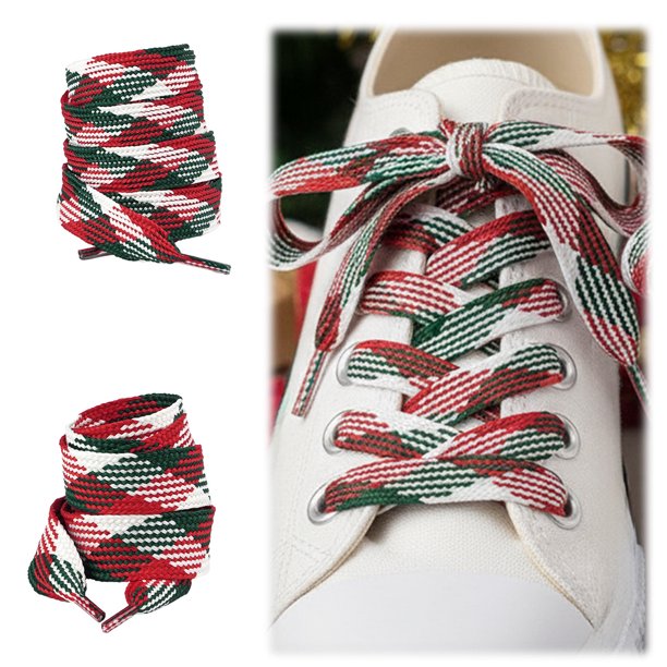 Cordones Navideños para Zapatillas y Botas, de Poliéster Duradero, Ideales para El Estilo Navideño.