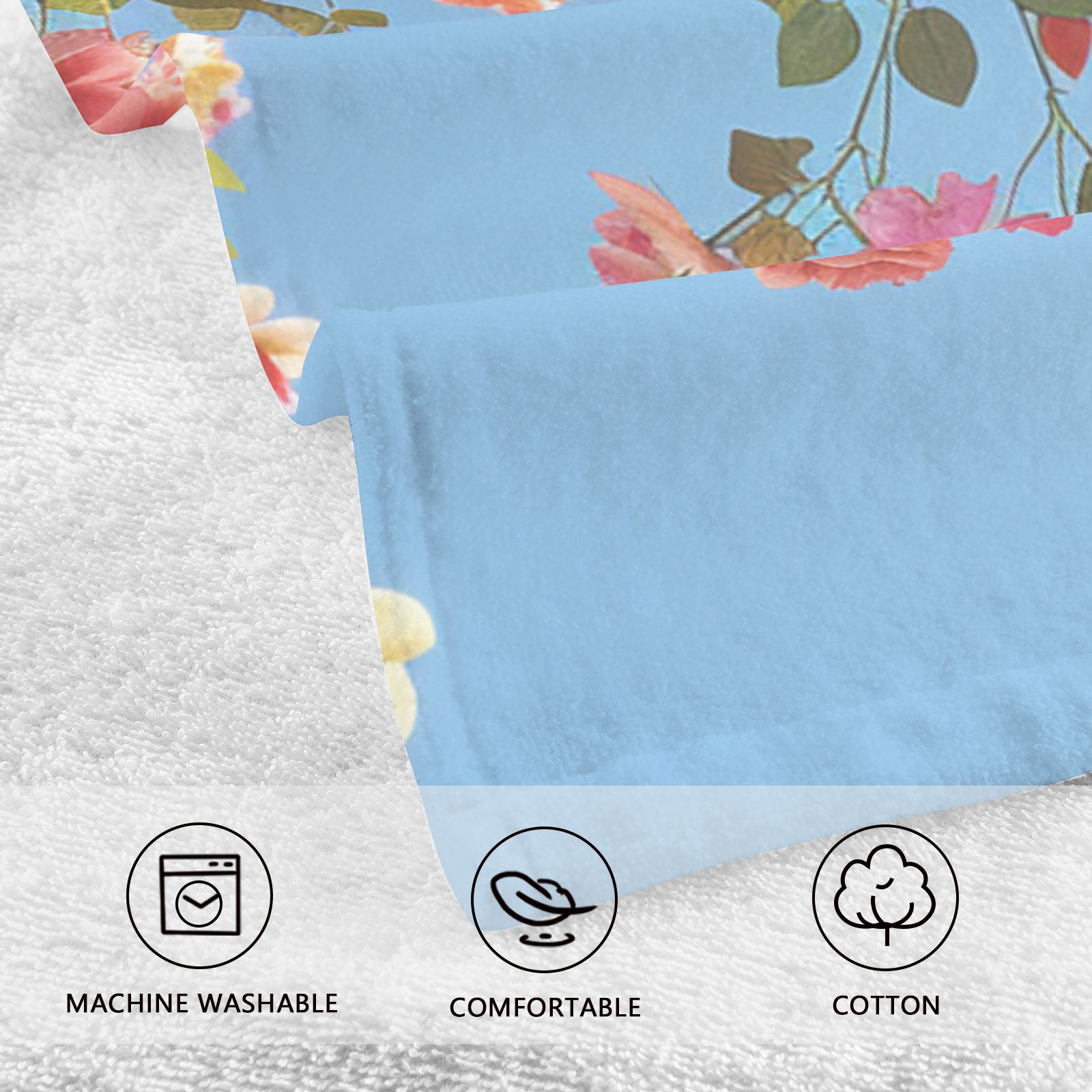 Flowers Garden Roses Hand Towels Cotton Bath Towels Large Face Towels Absorbent for Bathroom 2 Packs