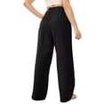 thumbnail image 4 of Women's Pants Casual Elastic High Waisted Wide Leg Pants Black L Palazzo Pants with Pockets, 4 of 5
