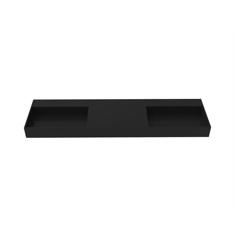 Juniper 72" Stone Bathroom Sink w/No Faucet Hole in Black