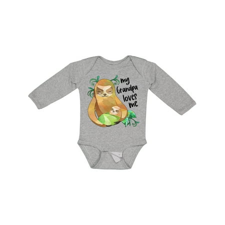 

Inktastic My Grandpa Loves Me Cute Sloth and Baby Gift Baby Boy or Baby Girl Long Sleeve Bodysuit
