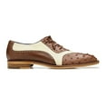 thumbnail image 4 of Belvedere Genuine Ostrich Quill Italian Leather Wing Tip Shoes Sesto Brown/Cream, 4 of 5
