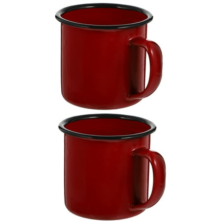 GOOHOCHY  2 Pcs Enamel Drinking Cup Travel Mug Tea Mugs Camping Bride Red