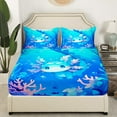 thumbnail image 2 of Axolotl Bedding Set Queen Size,Cute Animal Salamander Bed Sheets Teens Blue Ocean Sealife Fitted Sheet Kawaii Sea Creature Sheets（No Top Sheet）, 2 of 5