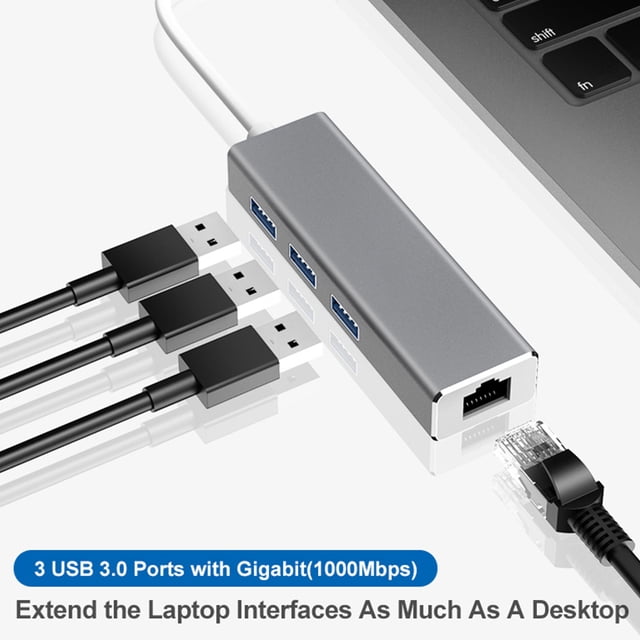 WRISTBIQUE Simple USB Network Converter Type C Aluminium Alloy Durable Grey for Home Use