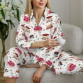 thumbnail image 6 of Yiaed Birthday Cake Print Pajamas Women's Long Sleeve Sleepwear Soft Button Down Loungewear Pjs Lounge Set Nightwear Womens Pajama Pants-Small, 6 of 7